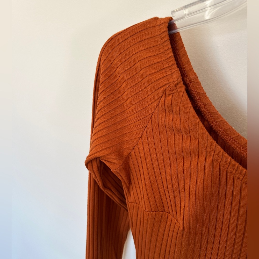 Rust Colored Ribbed Dress - Picture 7 of 9